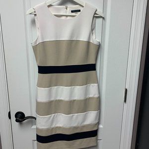 Navy White & Cream striped Dress